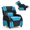 Picture of Kids Youth PU Leather Gaming Sofa Recliner with Headrest and Footrest-Blue - Color: Blue