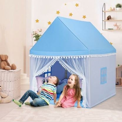 Picture of Kids Play Tent Large Playhouse Children Play Castle Fairy Tent Gift with Mat-Blue - Color: Blue