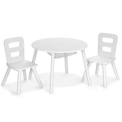图片 Wood Activity Kids Table and Chair Set with Center Mesh Storage for Snack Time and Homework-White - Color: White
