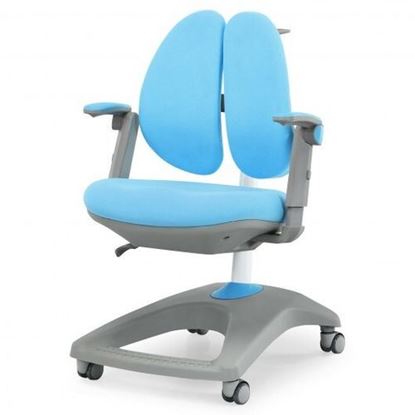 Picture of Kids Adjustable Height Depth Study Desk Chair with Sit-Brake Casters-Blue - Color: Blue