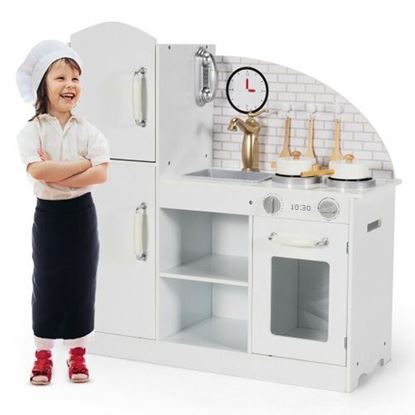 Picture of Kids Kitchen Playset Pretend Play Cooking Set with Vivid Faucet and Telephone