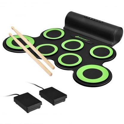 图片 Set 7 Kit Electronic Roll Up Pads MIDI Drum -Green - Color: Green