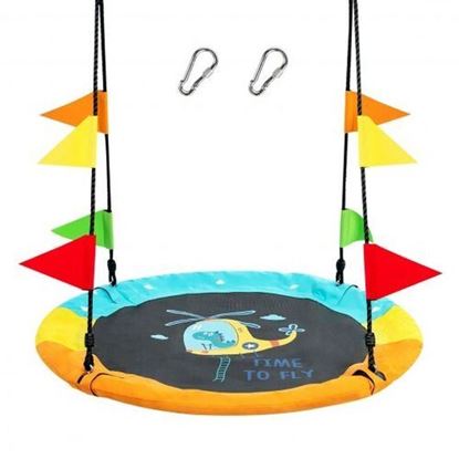 Picture of 40" Indoor Outdoor Flying Saucer Tree Swing with Hanging Strap - Color: Multicolor