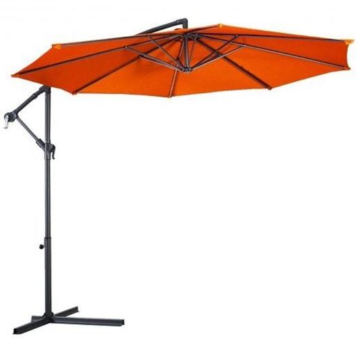 图片 10' Patio Outdoor Sunshade Hanging Umbrella without Weight Base-Orange - Color: Orange