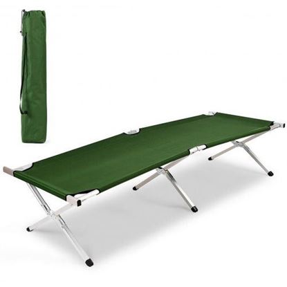 Изображение Outdoor Hiking Portable Aluminum Folding Camping Bed with Bag-Green - Color: Green