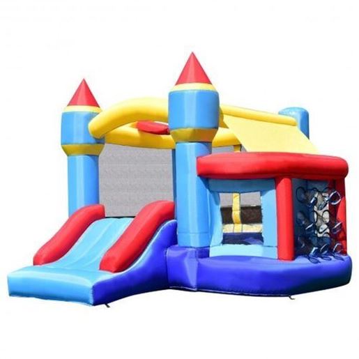 Picture of Castle Slide Inflatable Bounce House with Ball Pit and Basketball Hoop