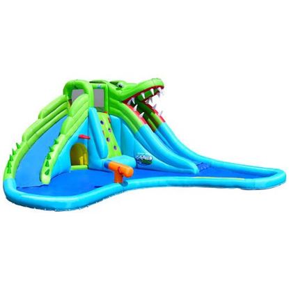 Picture of Crocodile Themed Inflatable Dual Slide Bounce House Without Blower