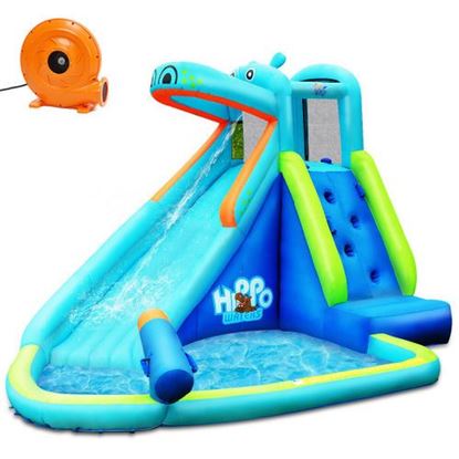 Picture of Hippo Inflatable Water Slide Bounce House with Air Blower