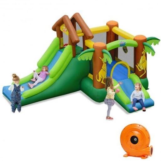 Picture of Kids Inflatable Jungle Bounce House Castle with Blower