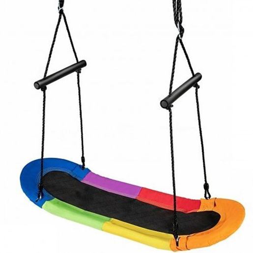 Image sur Saucer Tree Swing Surf Kids Outdoor Adjustable Oval Platform Set with Handle-Color - Color: Multicolor