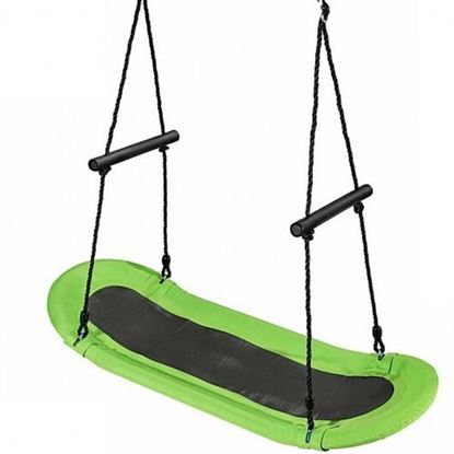 Изображение Saucer Tree Swing Surf Kids Outdoor Adjustable Oval Platform Set with Handle-Green - Color: Green