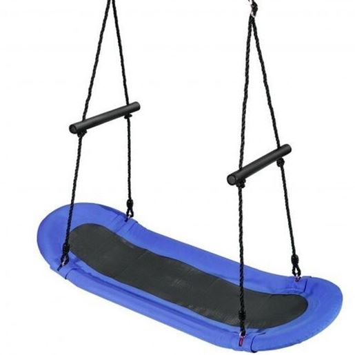 Image sur Saucer Tree Swing Surf Kids Outdoor Adjustable Oval Platform Set with Handle-Blue - Color: Blue