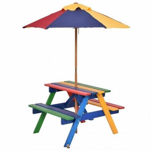 Picture of 4 Seat Kids Picnic Table with Umbrella