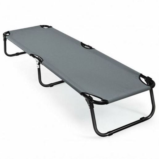 Image sur Outdoor Folding Camping Bed for Sleeping Hiking Travel-Gray - Color: Gray