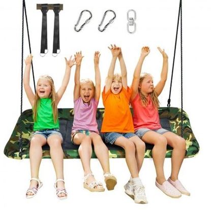 Picture of 60" Platform Tree Swing Outdoor with  2 Hanging Straps-Army Green - Color: Army Green