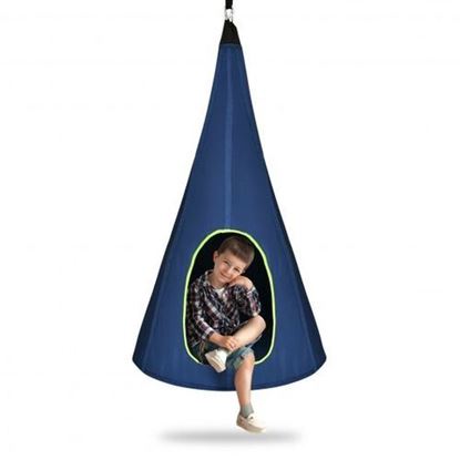 图片 32" Kids Nest Swing Chair Hanging Hammock Seat for Indoor Outdoor-Blue - Color: Blue