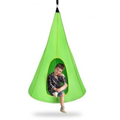 Изображение 32" Kids Nest Swing Chair Hanging Hammock Seat for Indoor Outdoor-Green - Color: Green