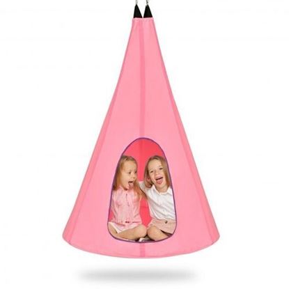 Image de 32" Kids Nest Swing Chair Hanging Hammock Seat for Indoor and Outdoor-Pink - Color: Pink