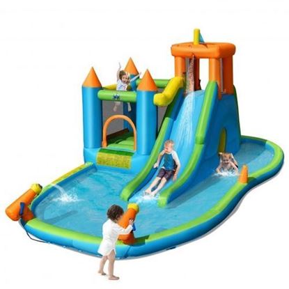 Picture of Inflatable Water Slide with Bounce House and Splash Pool without Blower for Kids