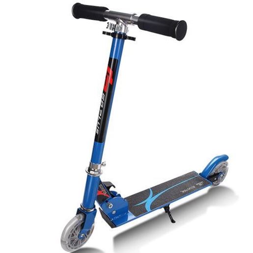 Picture of Folding Aluminum Kids Kick Scooter with LED Lights-Blue - Color: Blue