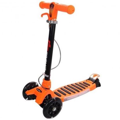 Picture of Folding Aluminum 3 LED Light Up Wheels Kids Music Kick Scooter-Orange - Color: Orange