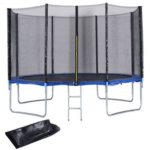 图片 12' Trampoline with Net Ladder & Rain Cover