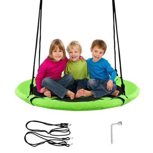 Picture of 40" Flying Saucer Tree Swing Indoor Outdoor Play Set-Green - Color: Green