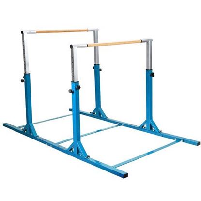 Picture of Kids Double Horizontal Bars Gymnastic Training Parallel Bars Adjustable-Blue - Color: Blue