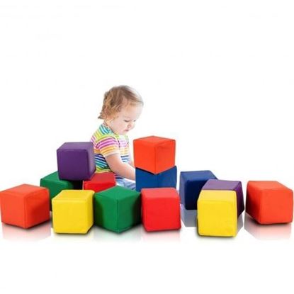图片 12-Piece 5.5" Soft Colorful Foam Building Blocks