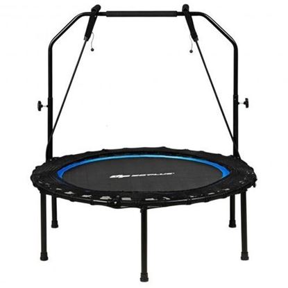 Picture of 40 Inch Foldable Fitness Rebounder with Resistance Bands Adjustable Home-Blue - Color: Blue