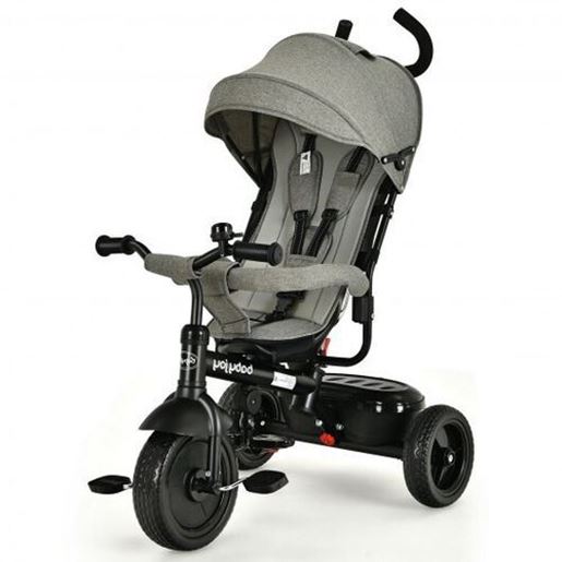 Picture of 4-In-1 Baby Tricycle Kids Stroller with Adjustable Push Handle-Gray - Color: Gray