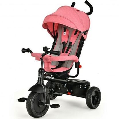 图片 4-In-1 Baby Tricycle Kids Stroller with Adjustable Push Handle-Pink - Color: Pink