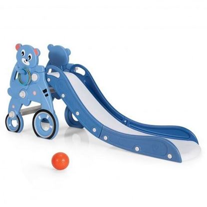 图片 4 in 1 Foldable Baby Slide Toddler Climber Slide PlaySet with Ball-Blue - Color: Blue