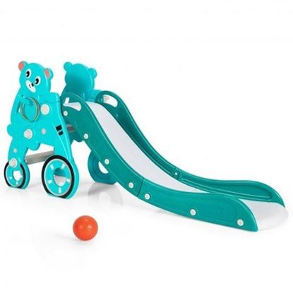 图片 4 in 1 Foldable Baby Slide Toddler Climber Slide PlaySet with Ball-Green - Color: Green
