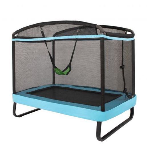 Picture of 6 Feet Kids Entertaining Trampoline with Swing Safety Fence-Blue - Color: Blue