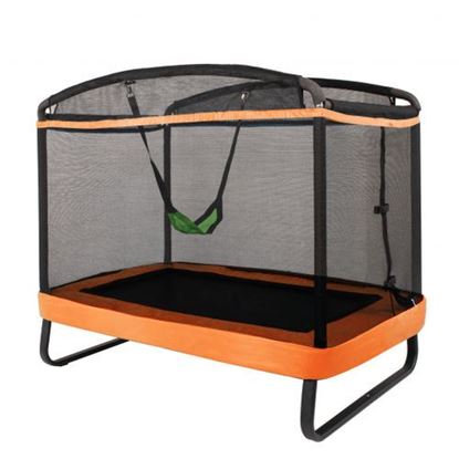 Picture of 6 Feet Kids Entertaining Trampoline with Swing Safety Fence-Orange - Color: Orange