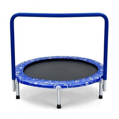 图片 36" Kids Trampoline Mini Rebounder with Full Covered Handrail -Blue - Color: Blue