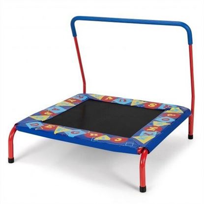 Picture of 36" Kids Indoor Outdoor Square Trampoline with Foamed Handrail-Blue - Color: Blue