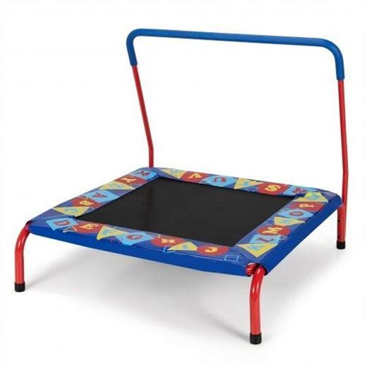 Image sur 36" Kids Indoor Outdoor Square Trampoline with Foamed Handrail-Blue - Color: Blue