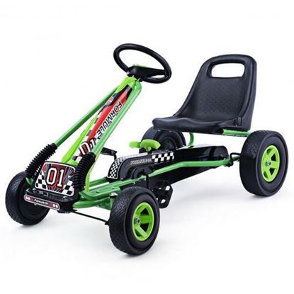 Picture of 4 Wheels Kids Ride On Pedal Powered Bike Go Kart Racer Car Outdoor Play Toy-Green - Color: Green