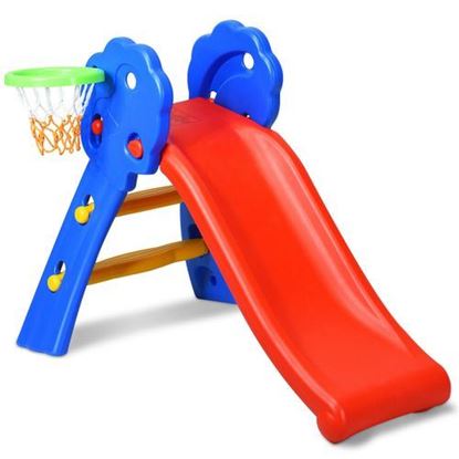 Picture of 2 Step Children Folding Slide with Basketball Hoop