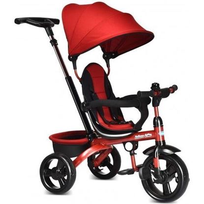 Picture of 4-in-1 Kids Tricycle with Adjustable Push Handle-Red - Color: Red