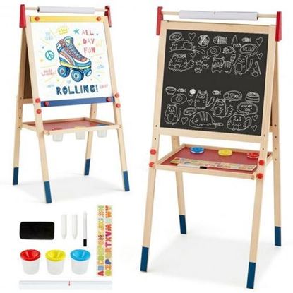 Picture of All-in-One Wooden Height Adjustable Kid's Art Easel - Color: Multicolor