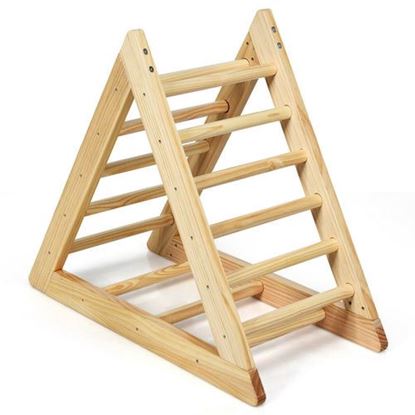 Picture of Wooden Climbing Pikler Triangle Ladder for Toddler Step Training - Color: Natural