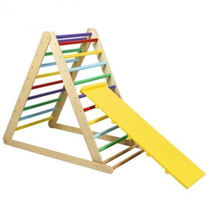 Picture of Foldable Wooden Climbing Triangle Indoor Home Climber Ladder - Color: Multicolor