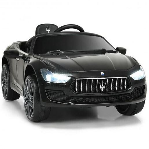 Picture of 12 V Remote Control Maserati Licensed Kids Ride on Car-Black - Color: Black