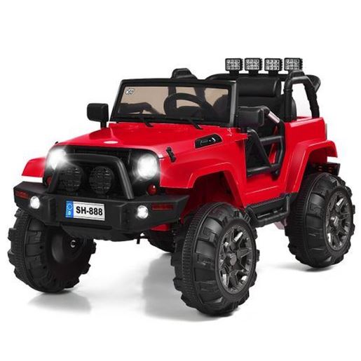 Picture of 12V Kids Remote Control Riding Truck Car with LED Lights-Red - Color: Red