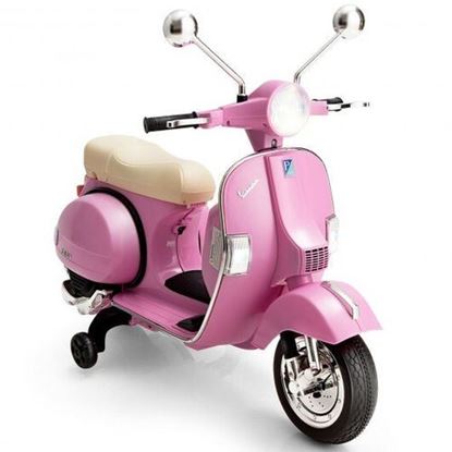 Picture of 6V Kids Ride on Vespa Scooter Motorcycle with Headlight-Pink - Color: Pink