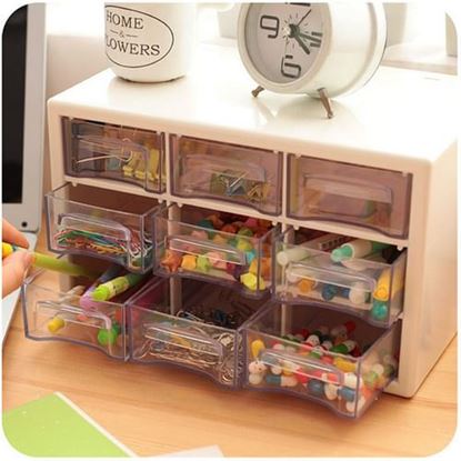 Picture of Plastic 9 Lattice Portable Mini Debris Cabinets Amall Drawer Jewelry Storage Box