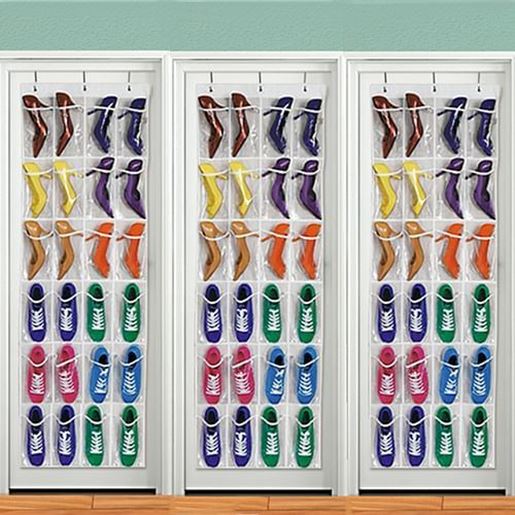 Picture of 24Pocket Hanging Over Door Stainless Steel Holder Shoes Nonwoven Fabric Organizer Storage Door Wall Closet Bag